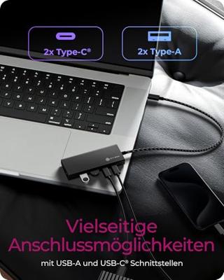 ICY BOX IB-HUB1436-CPD laptop dock & poortreplicator Bedraad USB 3.2 Gen 2 (3.1 Gen 2) Type-C Zwart