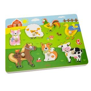 VIGA hout legpuzzel met geluid, boerderijdieren, afm 33x22,5x3 cm, 1 stuk