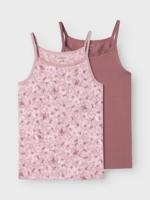 Name it 2-pak meisjes hemdjes - Mauve Flower - Paars meisjes onderhemd - Singlet - 128 - 128 - thumbnail