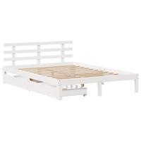 Bedframe met lades massief grenenhout wit 140x190 cm - thumbnail