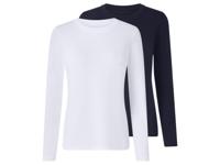 esmara Set van 2 dames longsleeves (Donkerblauw/wit, M (40/42)) - thumbnail