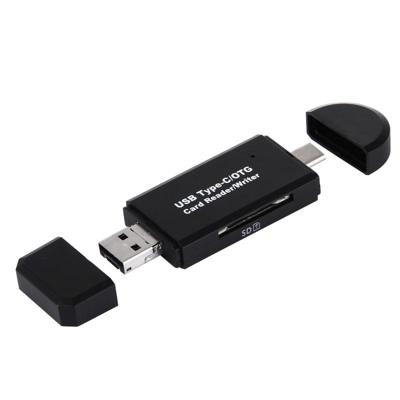 3 in 1 USB-C / Type-C 3.1 naar USB 2.0 + Micro USB + SD(HC) + Micro SD Kaartleze Adapter met OTG functie voor MacBook / Google Chromebook / Nokia N1 /