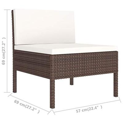 3-delige Loungeset met kussens poly rattan bruin 3-delige Loungeset met kussens poly rattan bruin