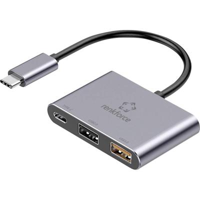 Renkforce RF-TCH-100 USB 3.0-hub 3 poorten Met USB-C stekker Grijs