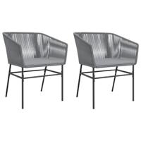 Tuinstoelen 2 st met kussens poly rattan grijs - thumbnail
