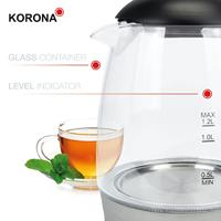 Korona Waterkoker Aantal/Volume: 1.2 l Zwart, RVS - thumbnail