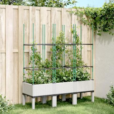 VidaXL Plantenbak met latwerk 120x40x142,5 cm polypropeen wit VidaXL Plantenbak met latwerk 120x40x142,5 cm polypropeen wit