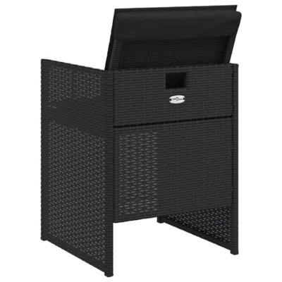 Tuinstoelen 4 st met kussens poly rattan zwart Tuinstoelen 4 st met kussens poly rattan zwart