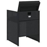 Tuinstoelen 4 st met kussens poly rattan zwart - thumbnail