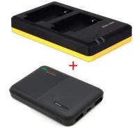Powerpakket Deluxe: EN-EL12 duo oplader + 5000mAh Powerbank voor 2 Nikon accu's EN-EL12 - thumbnail