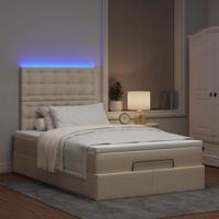 Ottoman bed met matras en LED's 80x200cm stof crèmekleurig - thumbnail