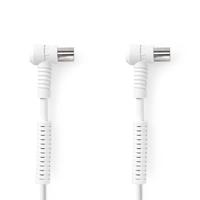 Nedis Coaxkabel | IEC (Coax) Male | IEC (Coax) Female | Vernikkeld | 120 dB | 75 Ohm | Viervoudig Afgeschermd | 1.50 m | Rond | PVC | Wit | Label - - thumbnail