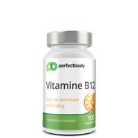 Vitamine B12 zuigtabletten - 1000 mcg methylcobalamine - Voor energie, zenuwstelsel & rode bloedcellen - 100 tabletten PerfectBody - thumbnail