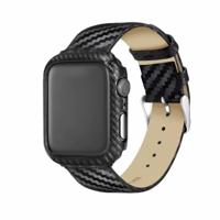 Echt leer carbon fiber Strap + frame voor Apple Watch serie 3 & 2 & 1 38mm - thumbnail