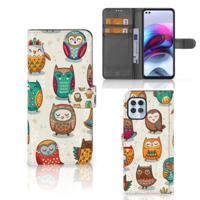 Motorola Moto G100 | Telefoonhoesje | Met pasjeshouder | Vrolijke Uilen - thumbnail
