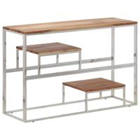 Wandtafel roestvrij staal en massief acaciahout zilverkleurig - thumbnail