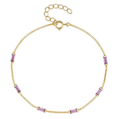 Elenza Goudkleurige Armband met Roze Stenen in 925 Sterling Zilver