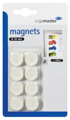 Magneet legamaster 20mm 250gr wit 8 stuks