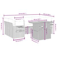 7-delige Loungeset met kussens poly rattan beige - thumbnail