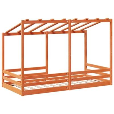 Kinderbed met bedhuis 90x200 cm massief grenenhout wasbruin
