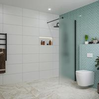 Fortifura Galeria inloopdouche - 70x200cm - mat glas - wandarm - mat zwart SW797924/SW797905 - thumbnail