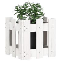 Plantenbak met hekontwerp 30x30x30 cm massief grenenhout wit - thumbnail