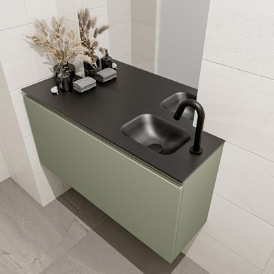 MONDIAZ OLAN 100cm toiletmeubel army. LEX wastafel urban rechts 1 kraangat