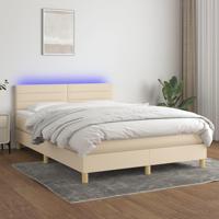 Boxspring met matras en LED stof crèmekleurig 140x200 cm - thumbnail