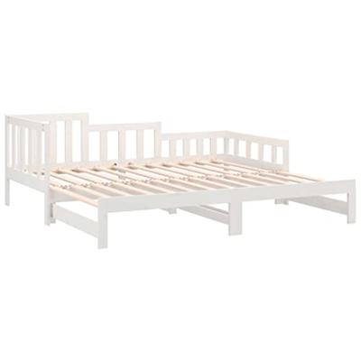 Slaapbank uitschuifbaar 2x(90x190) cm massief grenenhout wit - thumbnail