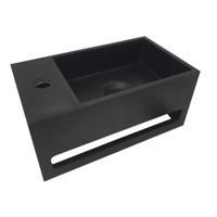 Wiesbaden Julia fontein links Solid surface 35 x 20 x 16 cm mat zwart - thumbnail