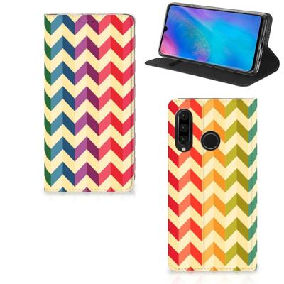 Huawei P30 Lite New Edition | Hoesje met Magneet | Zigzag Multi Color Huawei P30 Lite New Edition | Hoesje met Magneet | Zigzag Multi Color
