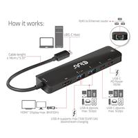 Club 3D usb gen1 type-c 6-in-1 hub dockingstation (zwart) - thumbnail