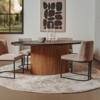 Tower Living Ovale Eettafel 'Palazzo' Teakhout en mineraal stucwerk, 200 x 110cm - thumbnail