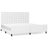 Bedframe met hoofdbord kunstleer wit 200x200 cm - thumbnail