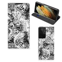 Mobiel BookCase Samsung Galaxy S21 Ultra Skulls Angel - thumbnail