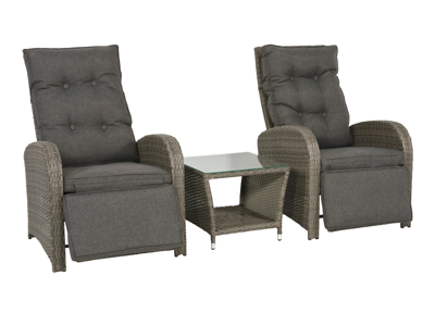 Melia wicker Loungeset Duoset Melia 2 verstelbare stoelen + tafel van Lesli Living