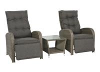 Melia wicker Loungeset Duoset Melia 2 verstelbare stoelen + tafel van Lesli Living - thumbnail