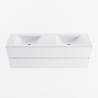 MONDIAZ VICA 150cm badmeubel onderkast Talc 2 lades. Wastafel CLOUD dubbel zonder kraangat, kleur Talc.