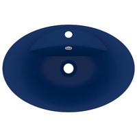 Wastafel met overloop ovaal 58,5x39 cm keramiek mat donkerblauw - thumbnail
