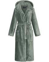 Morgenstern Morgenstern damesbadjas met capuchon Betty Groen Maat M - thumbnail