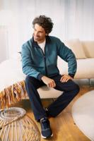 Blauw huispak Hajo met rits - thumbnail