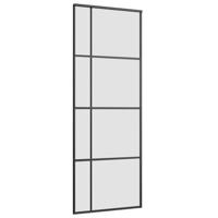 Schuifdeur met beslagset 76x205 cm ESG glas zwart - thumbnail