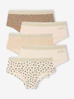 Set van 5 shorty's voor meisjes met luipaardprint en hartjes ecru - thumbnail