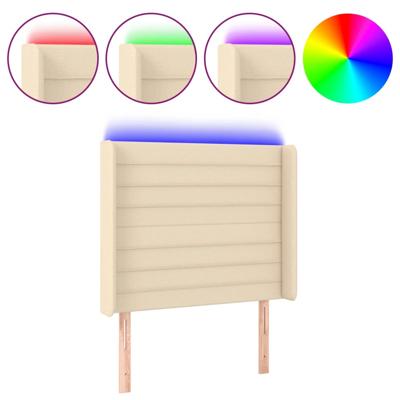 Hoofdbord LED 163x16x78/88 cm stof crèmekleurig