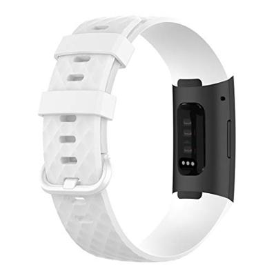 Fitbit Charge 3 & 4 siliconen diamant pattern bandje - Maat: Large - Wit - thumbnail