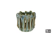 Windlicht Richard S groen/wit aardewerk - thumbnail