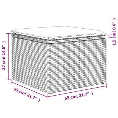 9-delige Loungeset met kussens poly rattan bruin