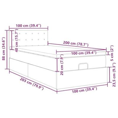 Ottomaanse bed met matras 100x200cm kunstleer grijs