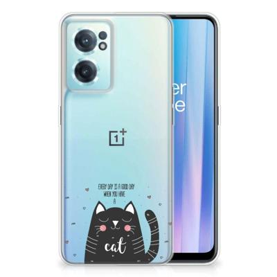 OnePlus Nord CE 2 5G Telefoonhoesje met Naam Cat Good Day OnePlus Nord CE 2 5G Telefoonhoesje met Naam Cat Good Day
