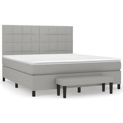 Boxspring met matras stof lichtgrijs 180x200 cm